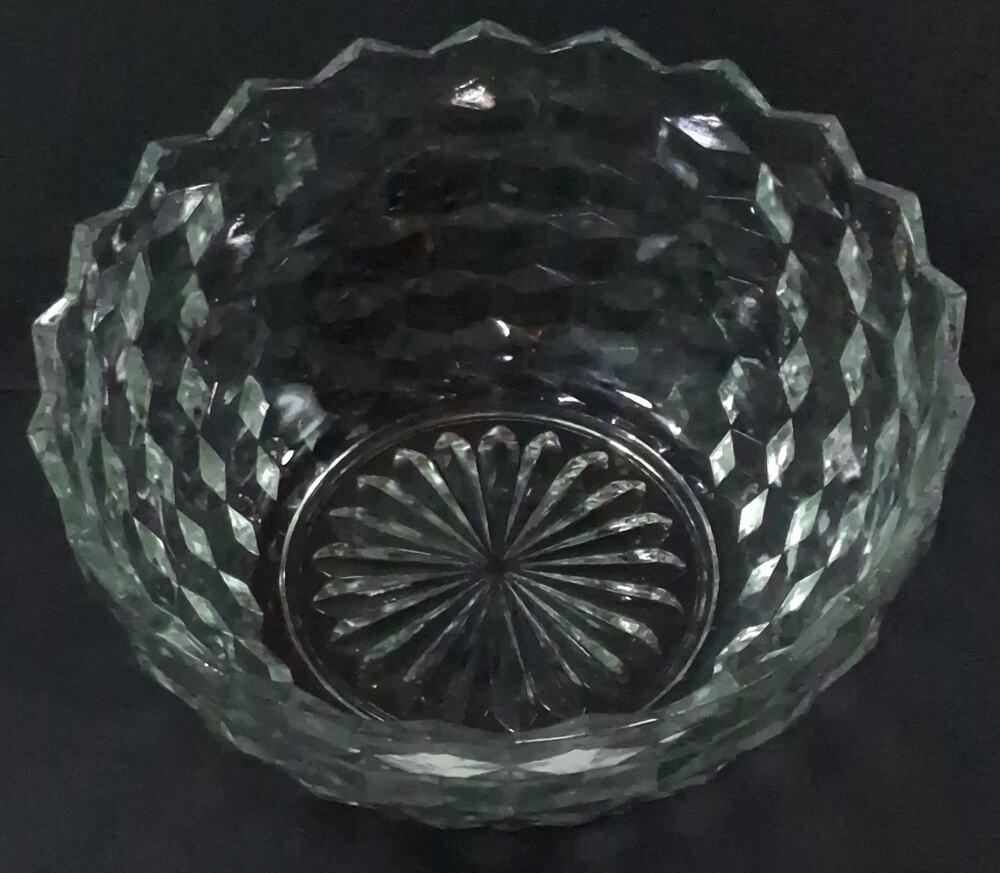 Vintage Whitehall Clear Glass Deep Salad Serving Bowl 9.25 Cubist